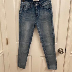 KanCan Blue Skinny Raw Hem Mid Rise Ankle Stretch Jeans size 7 / 27